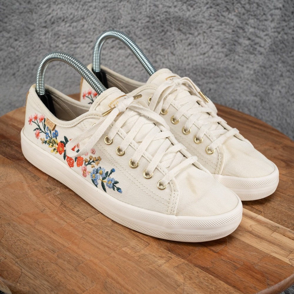 Keds Embroidered White Floral Rifle Paper Co Women's Sneakers Size 7